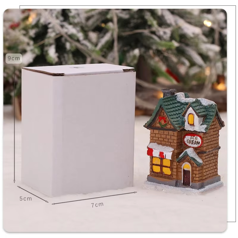 Home Xmas Decor Ideas - 1Pc Mini Christmas House Light Resin