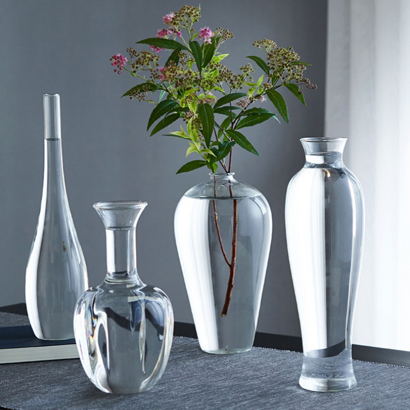 Home Decor Zen Style - Elegant Clear Glass Vase Chinese Style