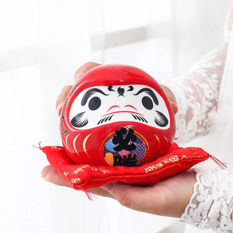 Home Decor Zen Style - 4.5 inch Japanese Ceramic Daruma Figurine,