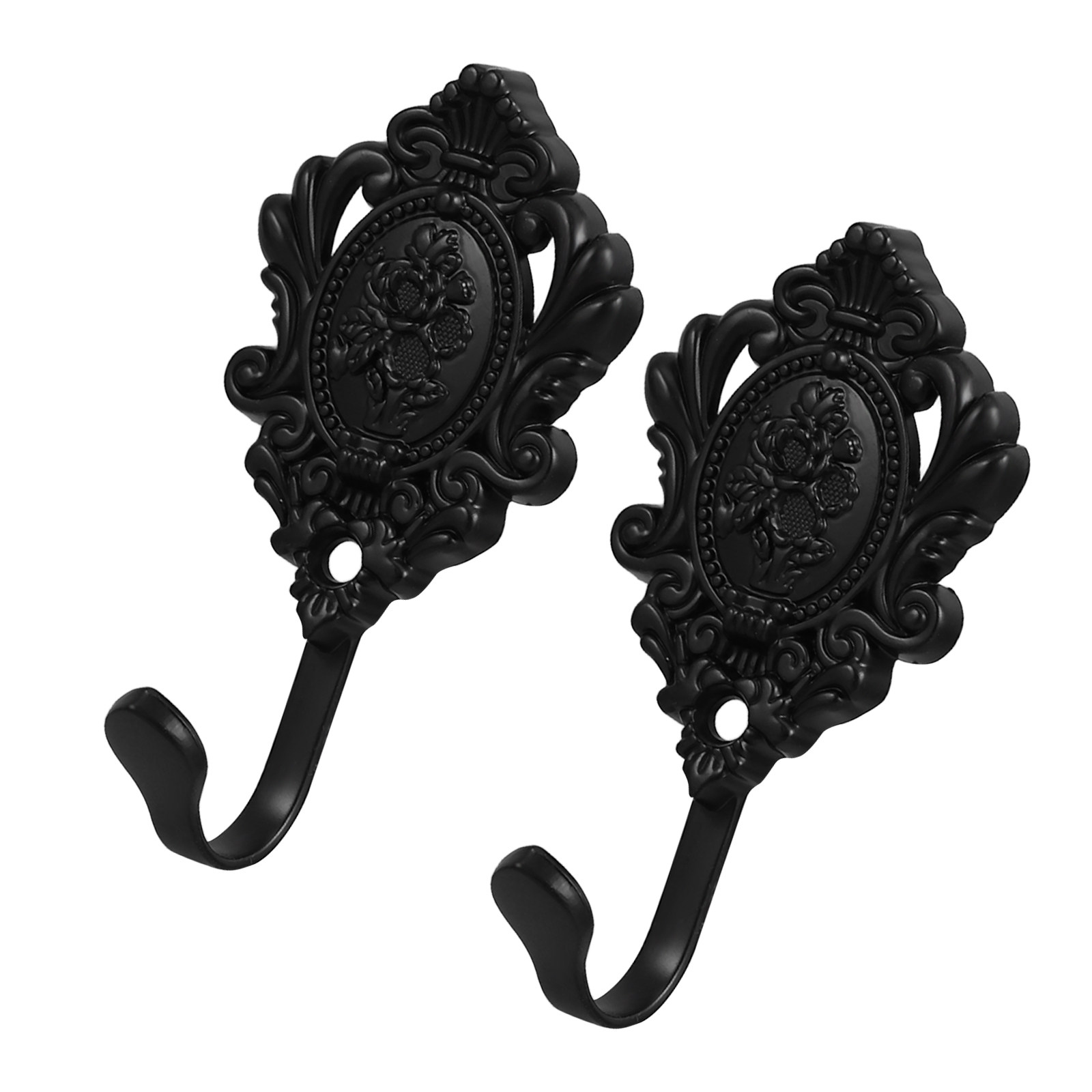 Home Decor Organizer - 2Pcs Sturdy Vintage Embossed Metal Hooks