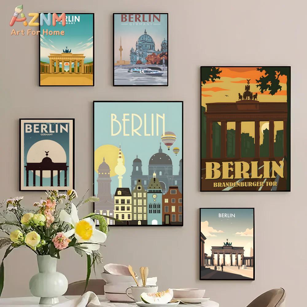 Germany Home Decor - AZNM Berlin Germany Landmark Frameless Canvas