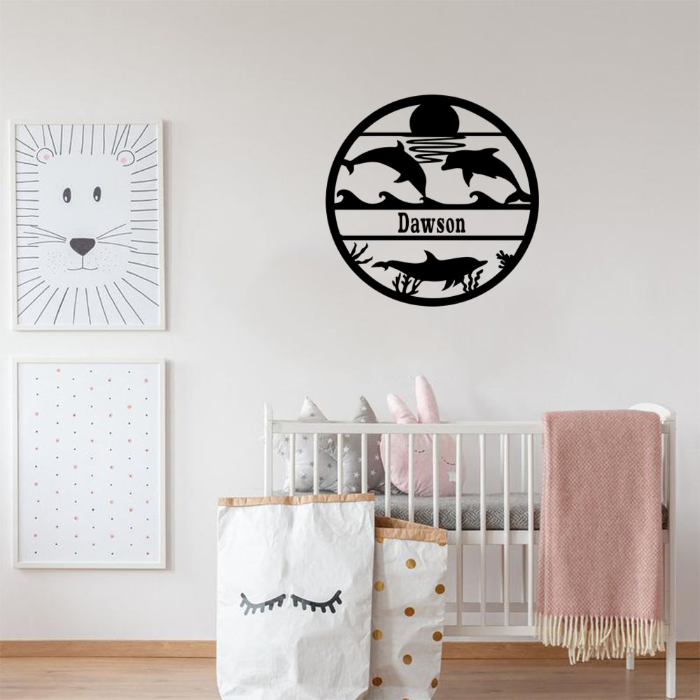 Home Decor Wall Tiles - 1PC NEW Dolphin Customizable Name Vinyl
