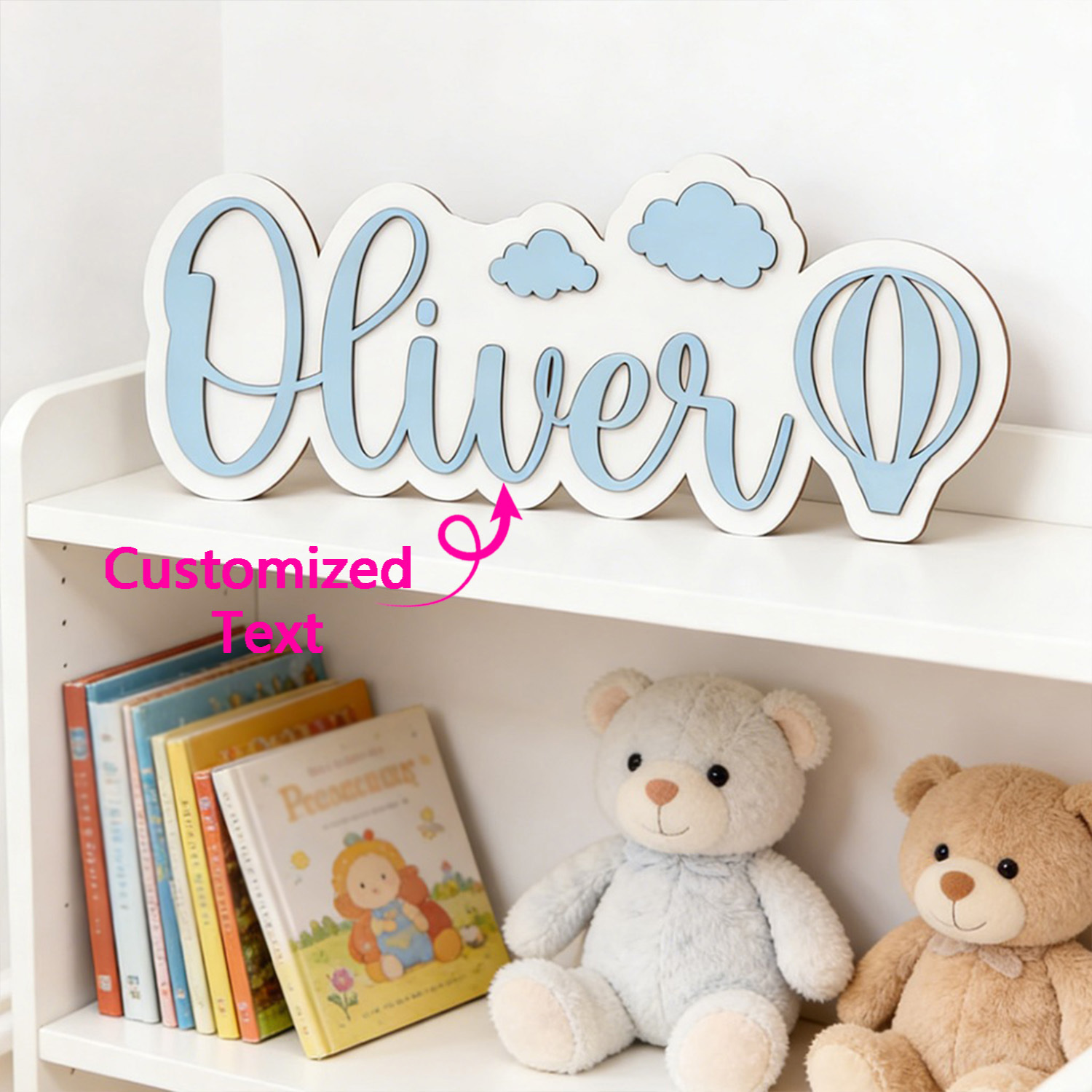 Home Decor For Birthday - Personalized Hot Air Balloon & Cloud