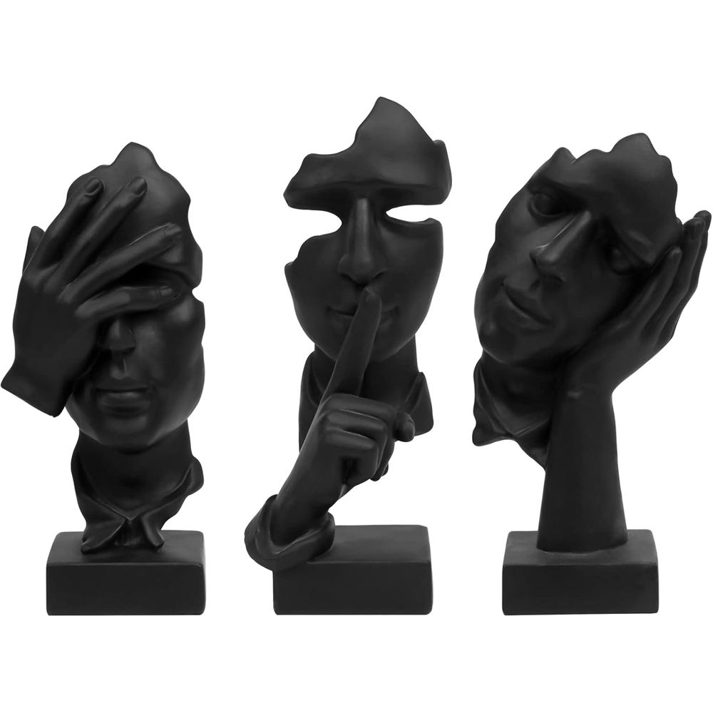 3 Pcs Thinker Statue, Silence  - Abstract Sculpture Resin ulasan dan harga