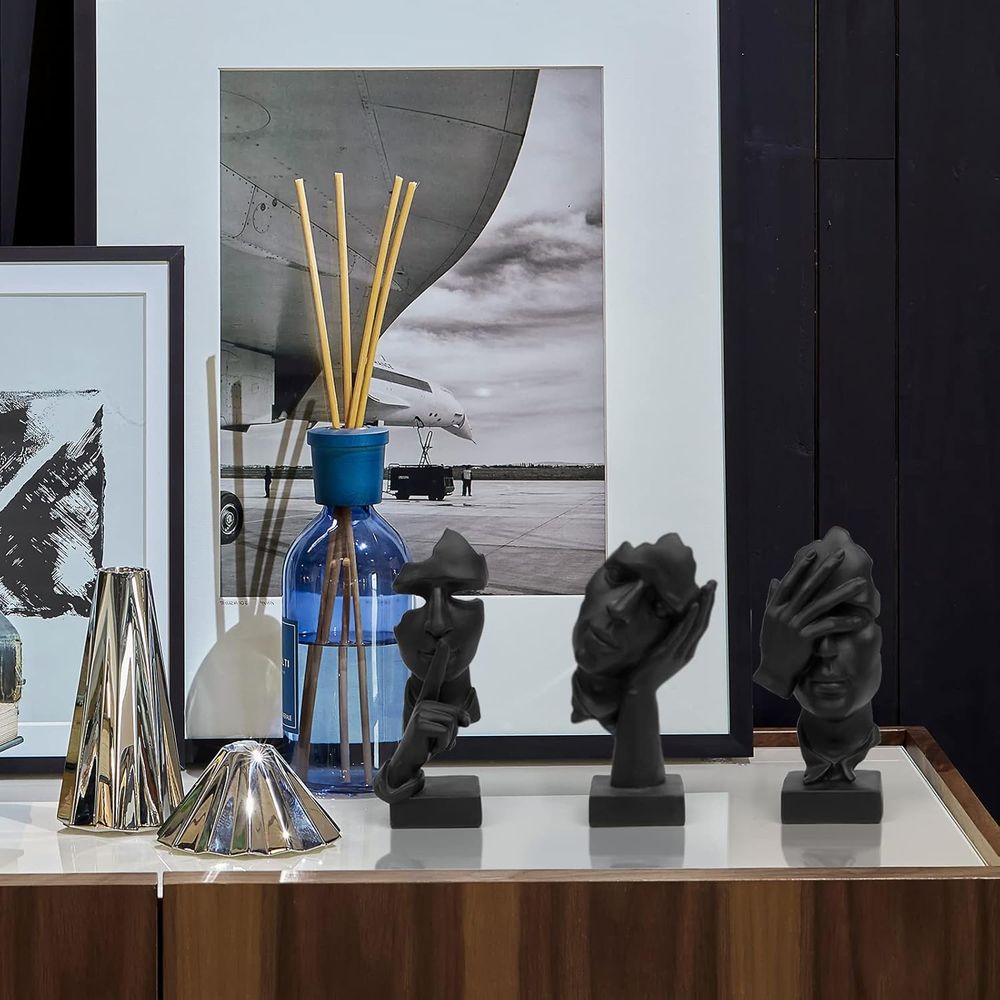 3 Pcs Thinker Statue, Silence  - Abstract Sculpture Resin ulasan dan harga