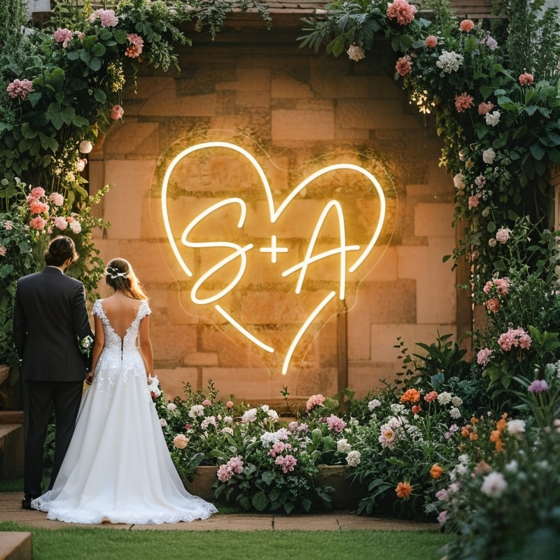 Custom Initials Heart LED Neon - Home Decor Nepal ulasan dan harga