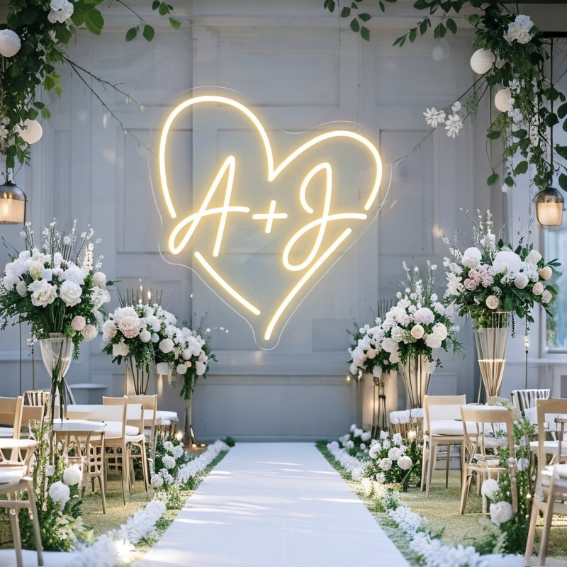 Custom Initials Heart LED Neon - Home Decor Nepal ulasan dan harga