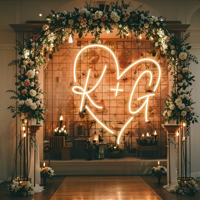 Custom Initials Heart LED Neon - Home Decor Nepal ulasan dan harga