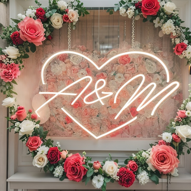 Custom Initials Heart LED Neon - Home Decor Nepal ulasan dan harga