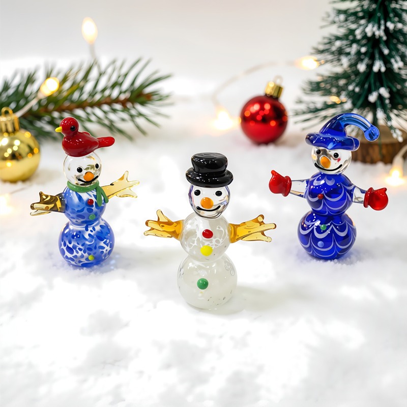Mini Glass Snowman Figurine Cu - Home Xmas Decor Ideas ulasan dan harga