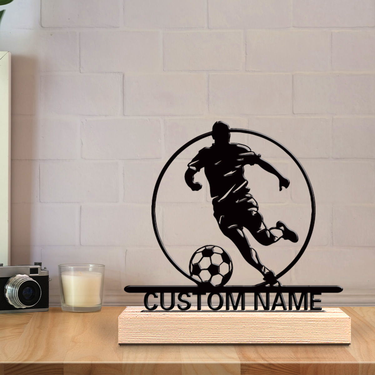 Custom Soccer Player Metal Sta - Home Decor Unique ulasan dan harga