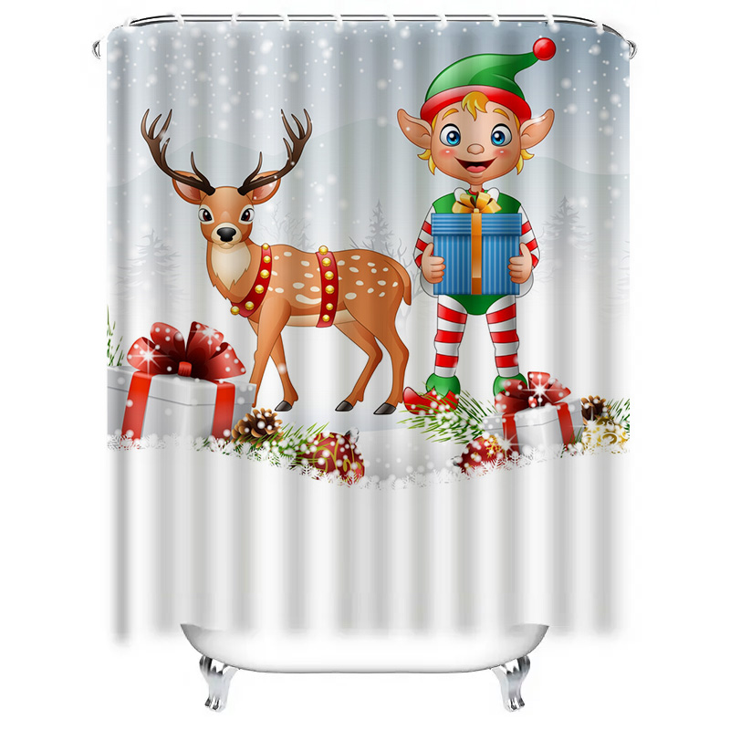 TU Christmas Deer Shower Curta - Home Xmas Decor Ideas ulasan dan harga