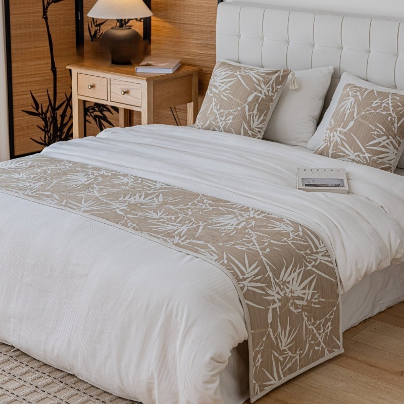 Luxury Bed Runner Scarf Oatmea - Home Decor Zen Style ulasan dan harga
