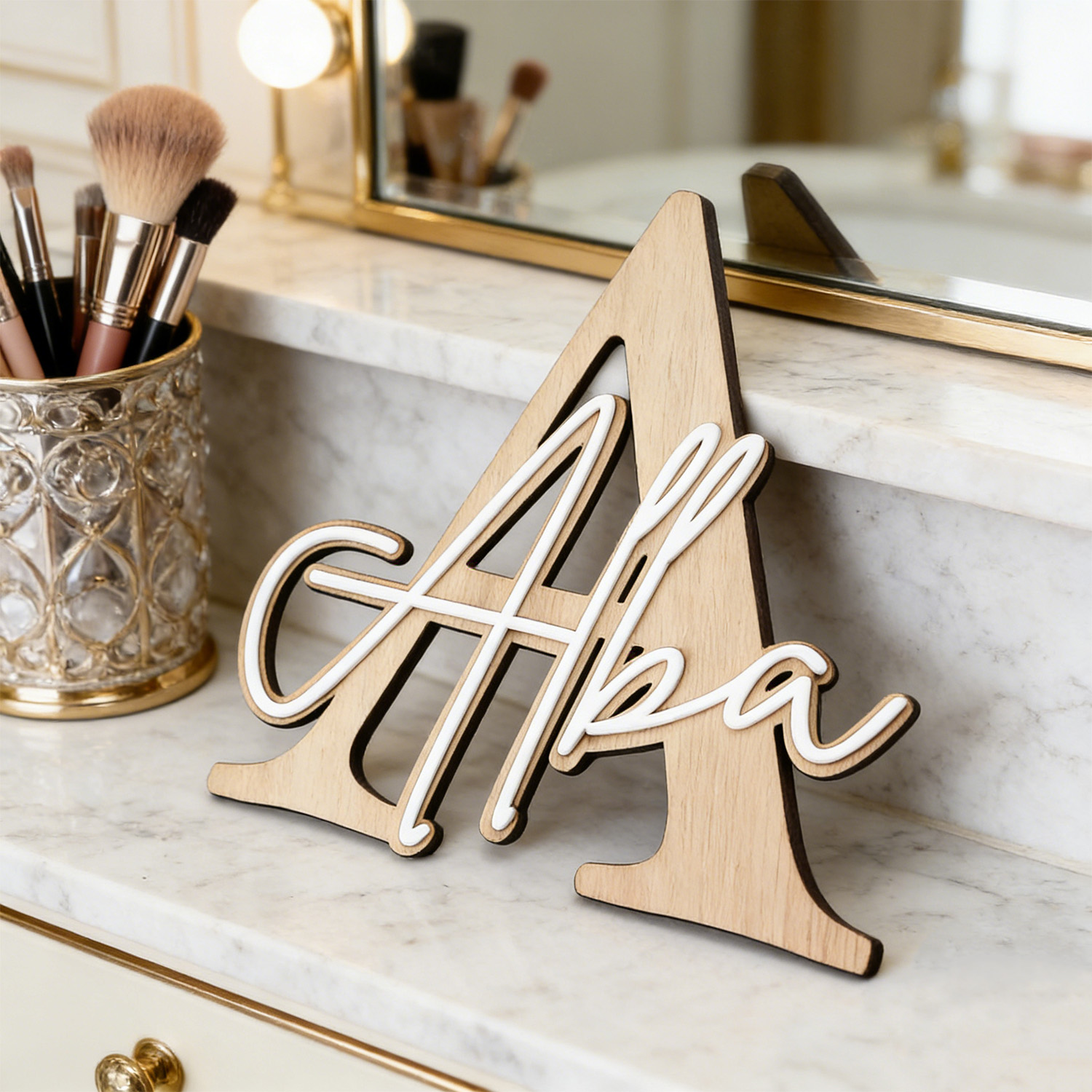 1pc Double-layer Wooden Name D - Home Decor Unique ulasan dan harga