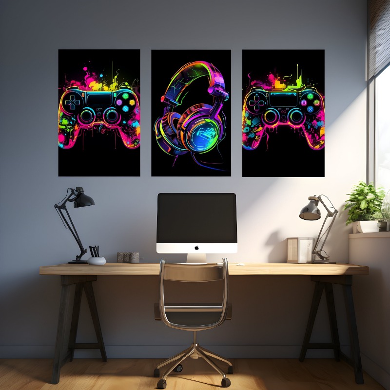 Watercolor Neon Video Game Pos - Home Decor Xbox Games ulasan dan harga